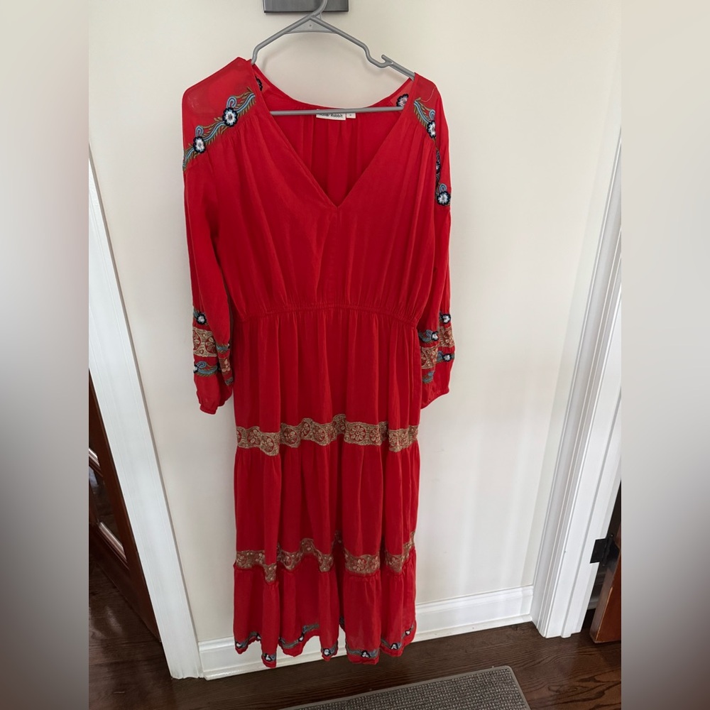 Roller Rabbit Red Long Sleeve Embroidered Dress